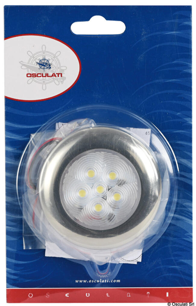 Luce Di Cortesia Rotonda Ghiera Inox 6 Led Blu