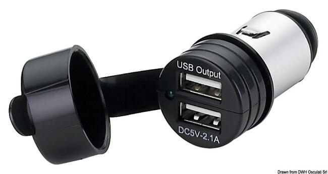 Adattatore Presa Corrente Doppio Usb Con Cappuccio