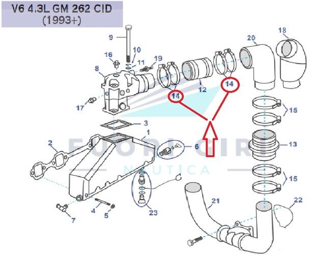 Fascetta Inox 110-130 Compatibile Per Volvo Penta V6 4.3-v8 5.0/5.7 L Gm 305 & Gm 350-5.0/5.8l & Fi/fsi Ford 302/351-v8 7.4/8.2 Gm 454/502 Recmar