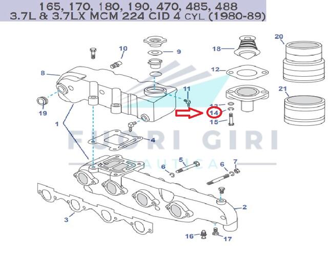 Rondella Compatibile Per Mercruiser 165, 170, 180, 190, 470, 485, 488 3.7l & 3.7lx Mcm 224 Cid 4 Cyl (1980-89) Recmar