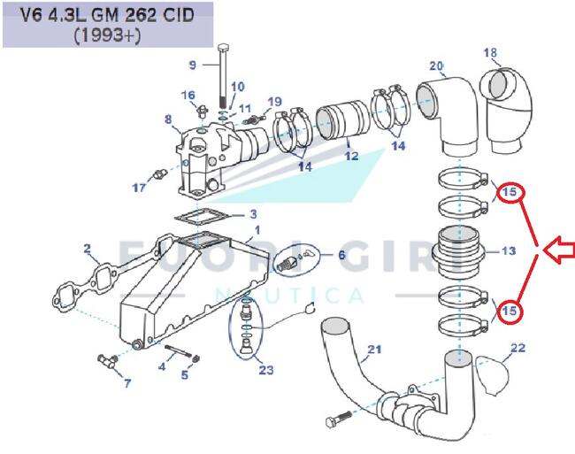 Fascetta Inox 90-110 Compatibile Per Volvo Penta V6 4.3-v8 5.0/5.7 L Gm 305 & Gm 350-5.0/5.8l & Fi/fsi Ford 302/351-v8 7.4/8.2 Gm 454/502 Recmar