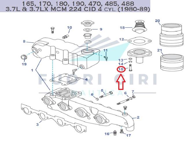 Vite Compatibile Per Mercruiser 165, 170, 180, 190, 470, 485, 488 3.7l & 3.7lx Mcm 224 Cid 4 Cyl (1980-89) Recmar