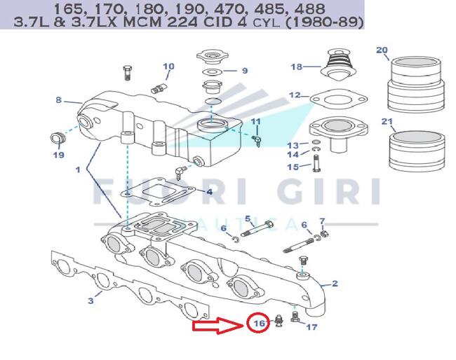 Sensore Di Temperatura Compatibile Per Mercruiser 165, 170, 180, 190, 470, 485, 488 3.7l & 3.7lx Mcm 224 Cid 4 Cyl (1980-89) Recmar