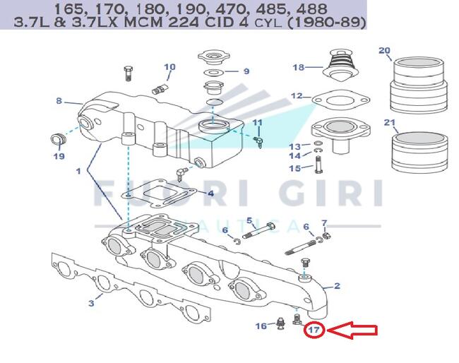 Tappo Compatibile Per Mercruiser 165, 170, 180, 190, 470, 485, 488 3.7l & 3.7lx Mcm 224 Cid 4 Cyl (1980-89) Recmar