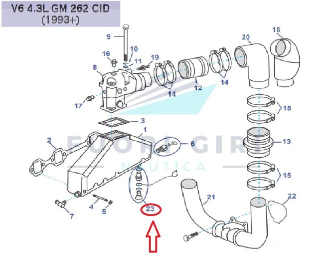 Raccordo Completo Compatibile Per Volvo Penta V6 4.3-v8 5.0/5.7 L Gm 305 & Gm 350 Recmar