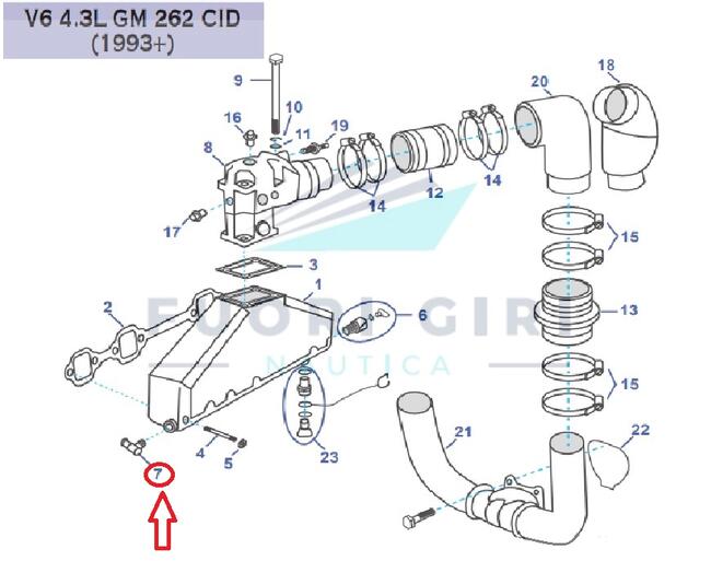 Raccordo Gomito Compatibile Per Volvo Penta V6 4.3-v8 5.0/5.7 L Gm 305 & Gm 350-v8 7.4/8.2 Gm 454/502 Recmar