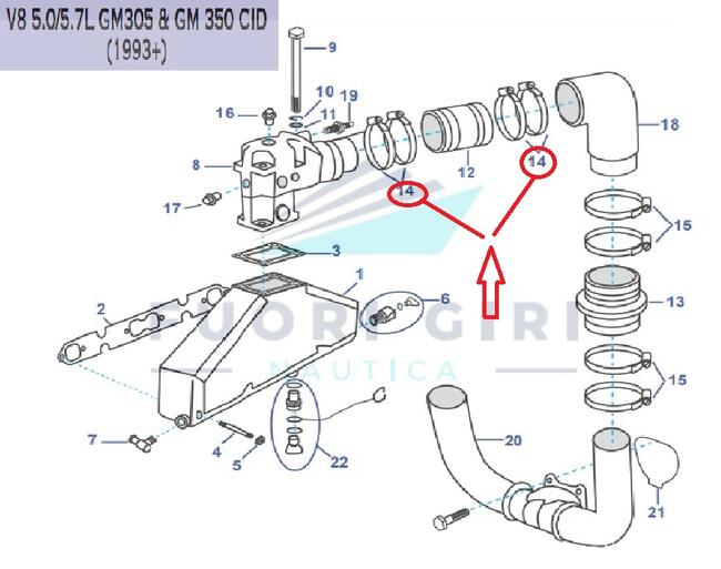 Fascetta Inox 110-130 Compatibile Per Volvo Penta V6 4.3-v8 5.0/5.7 L Gm 305 & Gm 350-5.0/5.8l & Fi/fsi Ford 302/351-v8 7.4/8.2 Gm 454/502 Recmar