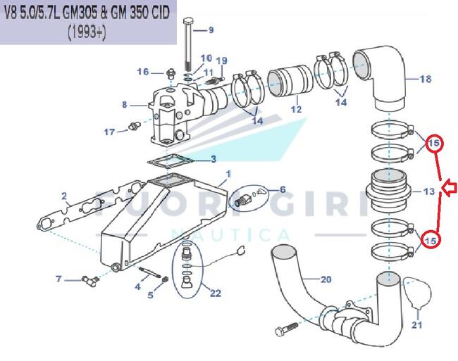 Fascetta Inox 90-110 Compatibile Per Volvo Penta V6 4.3-v8 5.0/5.7 L Gm 305 & Gm 350-5.0/5.8l & Fi/fsi Ford 302/351-v8 7.4/8.2 Gm 454/502 Recmar