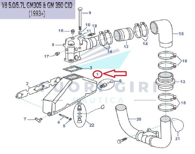 Collettore Scarico Compatibile Per Volvo Penta V8 5.0/5.7 L Gm 305 & Gm 350 Recmar