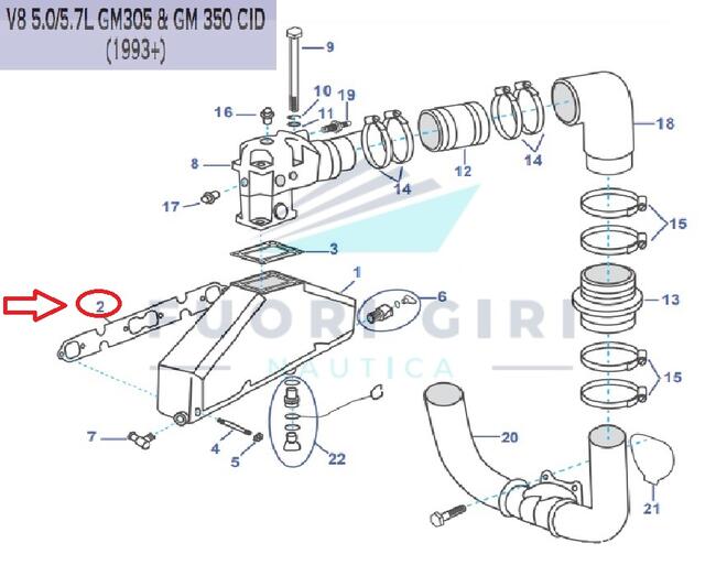Guarnizione Collettore Scarico Compatibile Per Volvo Penta V8 5.0/5.7 L Gm 305 & Gm 350 Recmar
