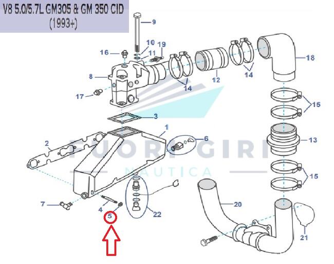 Dado Compatibile Per Volvo Penta V6 4.3 V-v8 5.0/5.7 L Gm 305 & Gm 350-5.0/5.8l & Fi/fsi Ford 302/351 Recmar