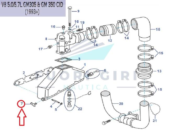 Raccordo Gomito Compatibile Per Volvo Penta V6 4.3-v8 5.0/5.7 L Gm 305 & Gm 350-v8 7.4/8.2 Gm 454/502 Recmar