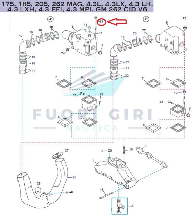 Vite Compatibile Per Mercruiser 175, 185, 205, 262 Mag, 4.3l, 4.3lx, 4.3 Lh,4.3 Lxh, 4.3 Efi, 4.3 Mpi, Gm 262 Cid V6-4.3l Carb Mpi Alpha/bravo Recmar