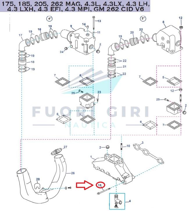 Vite Compatibile Per Mercruiser 175, 185, 205, 262 Mag, 4.3l, 4.3lx, 4.3 Lh,4.3 Lxh, 4.3 Efi, 4.3 Mpi, Gm 262 Cid V6-4.3l Carb Mpi Alpha/bravo Recmar