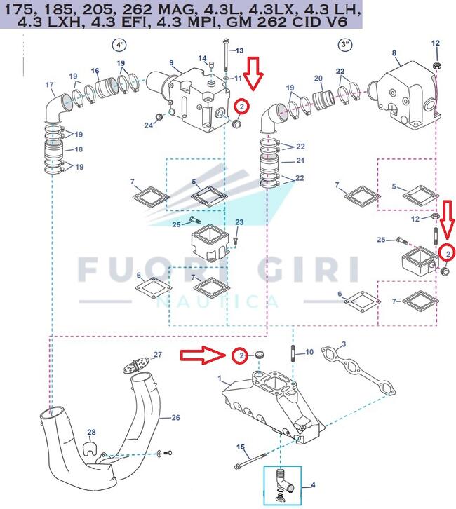 Tappo Gomito Compatibile Per Mercruiser 175, 185, 205, 262 Mag, 4.3l, 4.3lx, 4.3 Lh,4.3 Lxh, 4.3 Efi, 4.3 Mpi, Gm 262 Cid V6 Recmar