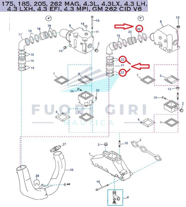 Fascetta Inox 90-110 (10) Compatibile Per Mercruiser 175, 185, 205, 262 Mag, 4.3l, 4.3lx, 4.3 Lh,4.3 Lxh, 4.3 Efi, 4.3 Mpi, Gm 262 Cid V6-4.3l Carb Mpi Alpha/bravo Recmar