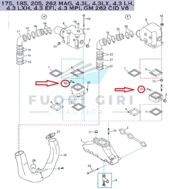 Tappo Compatibile Per Mercruiser 175, 185, 205, 262 Mag, 4.3l, 4.3lx, 4.3 Lh,4.3 Lxh, 4.3 Efi, 4.3 Mpi, Gm 262 Cid V6 Recmar