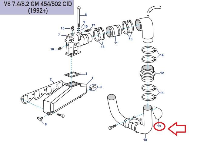 Guarnizione Corno Scarico Sinistro Compatibile Per Volvo Penta V6 4.3-v8 5.0/5.7 L Gm 305 & Gm 350-5.0/5.8l & Fi/fsi Ford 302/351-v8 7.4/8.2 Gm 454/502 Recmar