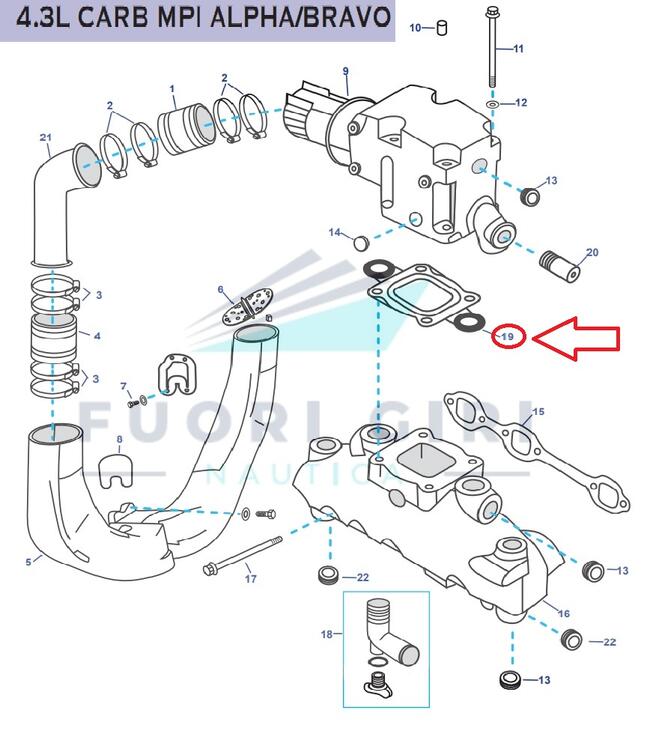 Kit Guarnizione Compatibile Per Mercruiser 4.3l Carb Mpi Alpha/bravo Recmar