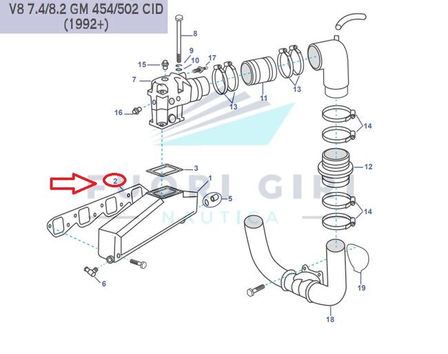 Guarnizione Collettore Scarico Compatibile Per Volvo Penta V8 7.4/8.2 Gm 454/502 Recmar