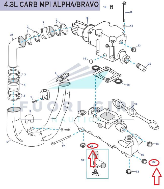 Tappo 1/8" Compatibile Per Mercruiser 4.3l Carb Mpi Alpha/bravo Recmar