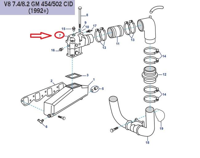 Gomito Scarico 19.7cm Compatibile Per Volvo Penta V6 4.3-v8 5.0/5.7 L Gm 305 & Gm 350-v8 7.4/8.2 Gm 454/502-5.0/5.8l & Fi/fsi Ford 302/351 Recmar