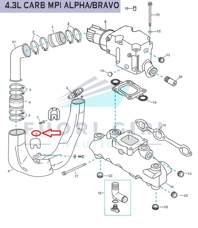 Guarnizione Transon Compatibile Per Mercruiser 175, 185, 205, 262 Mag, 4.3l, 4.3lx, 4.3 Lh,4.3 Lxh, 4.3 Efi, 4.3 Mpi, Gm 262 Cid V6-4.3l Carb Mpi Alpha/bravo Recmar