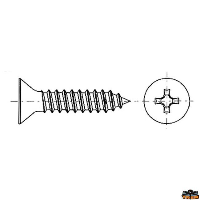 Vite Autofilettante Inox Testa Svasata Piana A Croce Diametro 48 Mm Lunghezza 32 Mm