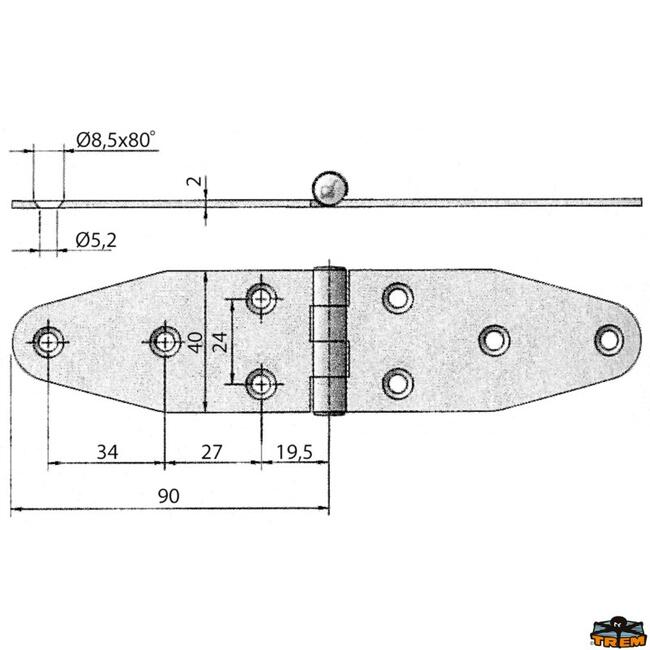 Cerniera Inox Modello Dritto