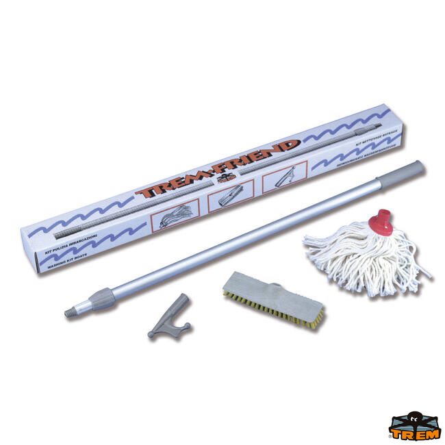 Kit 4 Pezzi Composto Da Mezzo Marinaio Spazzolone E Frattazzo In Cotone 120-215 Cm