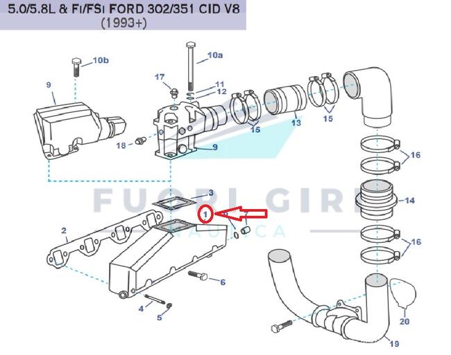 Collettore  Volvo-omc V8 Compatibile Per Volvo Penta 5.0/5.8l & Fi/fsi Ford 302/351 Recmar