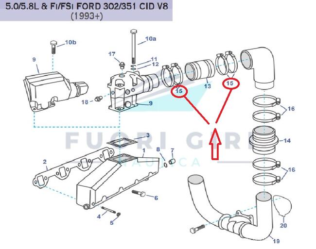 Fascetta Inox 110-130 Compatibile Per Volvo Penta V6 4.3-v8 5.0/5.7 L Gm 305 & Gm 350-5.0/5.8l & Fi/fsi Ford 302/351-v8 7.4/8.2 Gm 454/502 Recmar