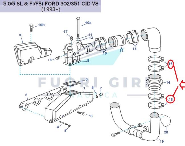 Fascetta Inox 90-110 Compatibile Per Volvo Penta V6 4.3-v8 5.0/5.7 L Gm 305 & Gm 350-5.0/5.8l & Fi/fsi Ford 302/351-v8 7.4/8.2 Gm 454/502 Recmar