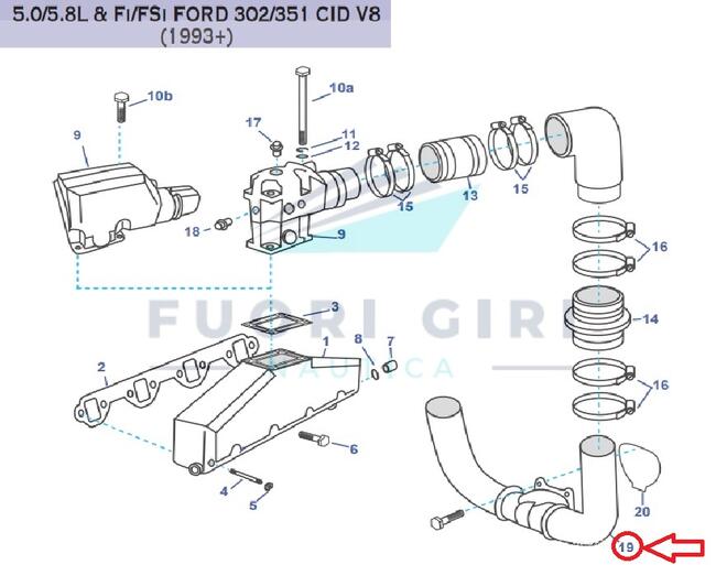 Corno Scarico Per Volvo Penta V6 4.3-v8 5.0/5.7 L Gm 305 & Gm 350-5.0/5.8l & Fi/fsi Ford 302/351-v8 7.4/8.2 Gm 454/502 Recmar