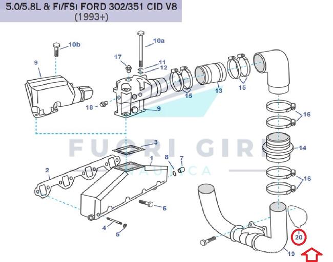 Guarnizione Corno Scarico Sinistro Compatibile Per Volvo Penta V6 4.3-v8 5.0/5.7 L Gm 305 & Gm 350-5.0/5.8l & Fi/fsi Ford 302/351-v8 7.4/8.2 Gm 454/502 Recmar