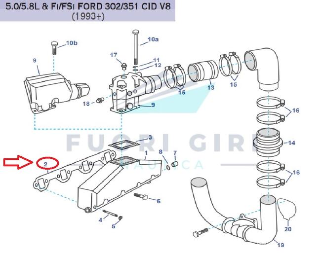 Kit Guarnizione Collettore Scarico Compatibile Per Volvo Penta 5.0/5.8l & Fi/fsi Ford 302/351 Recmar