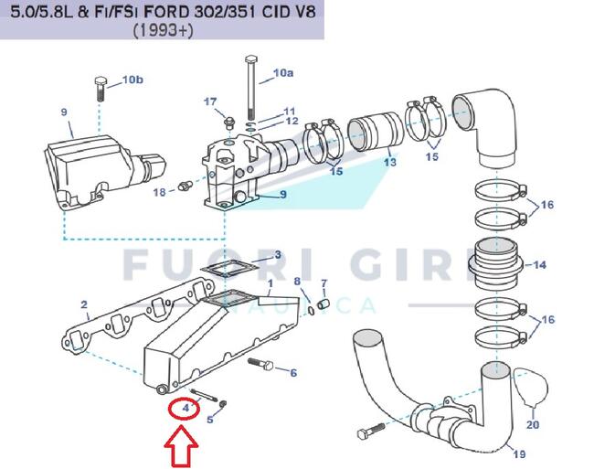 Perno Compatibile Per Volvo Penta 5.0/5.8l & Fi/fsi Ford 302/351 Recmar