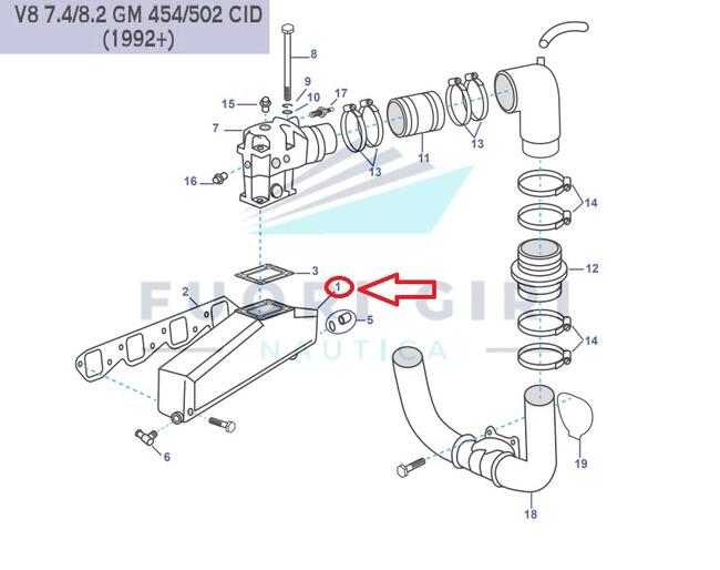 Collettore Volvo-omc 7,4l Per Volvo Penta V8 7.4/8.2 Gm 454/502 Recmar