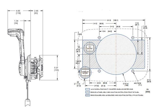Comando Laterale Centrale Nero Con Interruttore Di Spegnimento Motore,interruttore Trim,interruttore Inclinazione.