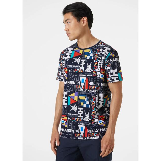 T-shirt Cotone Organico Newport Uomo Helly Hansen Navy Burgee
